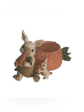 Vintage Bunnies with Carrots Figurine